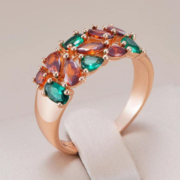Hot Shiny AAA Zircon Crystals Trendy Rolled 14K Rose Gold Rings For Women Daily Fine Jewellery Best Crystal Gift